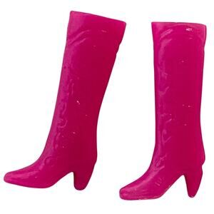 Barbie Cowboy Boots 1990s Hot Pink Vintage Western Lace Pattern Mattel